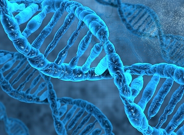 Dna molecules blue background