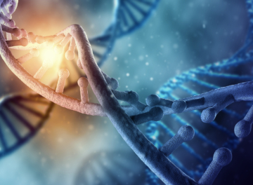 Dna molecule biochemistry blue background